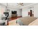 Spacious main bedroom featuring a large bed, work space, and closet at 11274 Civita St, Las Vegas, NV 89141