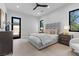 A contemporary bedroom features a plush bed, neutral tones, and modern fixtures for a serene retreat at 42 Ravenswood Ave, Las Vegas, NV 89141