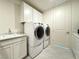 Functional laundry room equipped with a sink, modern washer, and dryer at 10879 Artesano Ave, Las Vegas, NV 89135