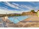 A community pool, complete with mountain views and a palm tree, for relaxation and recreation at 1223 Casa Palermo Circle Cir, Henderson, NV 89011