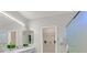 Bright bathroom with double sinks, walk in closet and glass enclosed shower at 2839 Goldcreek St, Henderson, NV 89052