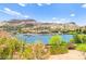 Picturesque waterfront with colorful flowers framing community and mountain backdrop at 29 Montelago Blvd # 131, Henderson, NV 89011