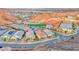Aerial view of homes nestled in the mountains with the address tag at 32 Tatahatso Point Street at 32 Tatahatso Point St, Henderson, NV 89011