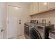 Convenient laundry room features a modern washer-dryer, cabinets, and easy access to the door and utilities at 3361 Iberia St, Las Vegas, NV 89146
