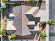 Aerial view of the home's tile roof, landscaping, and paved driveway with access to the street at 8537 Highland View Ave, Las Vegas, NV 89145