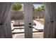 View of the backyard patio with hot tub, seen through open French doors at , Las Vegas, NV 89130