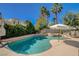 Inviting backyard pool and spa area surrounded by mature landscaping and lounge chairs at 1266 Imperia Dr, Henderson, NV 89052