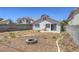 Spacious backyard with rock landscaping, fire pit and block wall, providing privacy at 1320 Rainbow Meadows Dr, Las Vegas, NV 89128