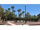Community tennis courts are surrounded by tall palm trees and landscaping at 2000 Gravel Hill St # 203, Las Vegas, NV 89117