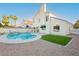Charming backyard featuring a refreshing pool, a green turf area, and a private outdoor space at 2107 Fountain Springs Dr, Henderson, NV 89074