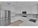 Modern kitchen with stainless steel appliances, sleek white cabinets and a marble countertop at 2417 Chestnut Hill St, Las Vegas, NV 89134