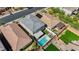 Aerial view of backyard with a private pool, patio, and green space, ideal for outdoor living at 2940 Duverney Ave, Henderson, NV 89044