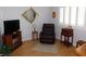 Comfortable living room with a leather recliner and stylish decor at 391 Newbury Ct, Henderson, NV 89015