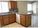 Kitchen with granite counters, wood cabinets, stainless steel sink, and white dishwasher at 4021 Broadriver Dr, Las Vegas, NV 89108