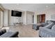 Spacious living area with modern furniture, a large TV, and access to a patio, perfect for entertaining at 7590 Rancho Destino Rd, Las Vegas, NV 89123
