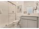 Clean bathroom featuring a walk-in shower, toilet, and vanity at 9351 Aria Ridge Ave, Las Vegas, NV 89143
