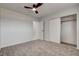 Bedroom with closet and access to ensuite bathroom with new fixtures at 2315 Lincoln Rd, Las Vegas, NV 89115