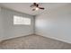 Bright carpeted bedroom featuring a window and ceiling fan at 2315 Lincoln Rd, Las Vegas, NV 89115