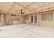 Covered back patio with ceiling fan, outdoor storage, and easy access to the main house at 2532 Big Timber Dr, Las Vegas, NV 89134