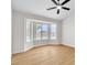 Bedroom with bay window and light wood flooring at 2532 Big Timber Dr, Las Vegas, NV 89134