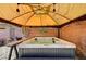 Relaxing hot tub featuring an overhead cover and adjacent sitting area at 3307 Forestina Ct, Las Vegas, NV 89122