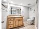 Bathroom featuring a single sink vanity with marble countertop at 3930 Maranatha Cir, Las Vegas, NV 89103