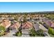 Aerial view highlighting the homes, driveways and landscaped yards in a well-planned residential neighborhood at 8083 Shadowvale Dr, Las Vegas, NV 89147