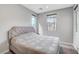 Bright bedroom featuring neutral walls, carpet flooring, and two windows for plenty of natural light at 15 Santo Mio Ct, Henderson, NV 89011