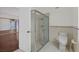 Bathroom with glass enclosed shower and updated fixtures, featuring modern style at 2558 La Fortuna Ave, Las Vegas, NV 89121