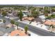 Aerial view of a residential neighborhood featuring mature trees and diverse architectural styles at 3135 La Mesa Dr, Henderson, NV 89014