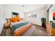 Bright staged bedroom featuring stylish decor, neutral paint, and window views at 3135 La Mesa Dr, Henderson, NV 89014