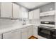 Bright kitchen with white cabinetry, modern appliances, white backsplash, and a functional layout at 5043 Spencer St # A, Las Vegas, NV 89119