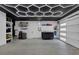 Spacious garage with high ceilings, storage, and an abundance of LED lighting at 9617 Sard Ln, Las Vegas, NV 89143