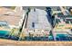 Aerial view of property showcasing the backyard, desert landscaping, patio, hot tub, and proximity to neighbors at 9789 Twilight Moon Ave, Las Vegas, NV 89148