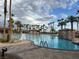 A large outdoor pool surrounded by lush palm trees under a bright sky, perfect for recreation at 437 Via Stretto Ave, Henderson, NV 89011