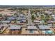 Aerial view showing in-ground pools and landscaping in a residential neighborhood at 5801 Exbury Gardens Ct, Las Vegas, NV 89118