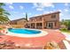 Beautiful backyard pool and patio area, perfect for outdoor relaxation and entertaining at 7794 River Mist Ct, Las Vegas, NV 89113