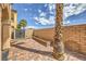 Cozy brick-paved backyard featuring a storage shed and minimalist landscaping at 1064 Calvia St, Las Vegas, NV 89138