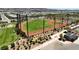 Aerial view of a baseball field highlighting well-maintained grounds, fencing, and sports lighting at 2913 Monate Ct, Henderson, NV 89044