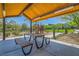 Covered picnic area with wooden tables, benches, and playground in the background at 3194 Lumassina Way, Henderson, NV 89044