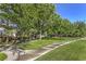 Tree-lined path through a lush, green neighborhood offering a serene and inviting outdoor space at 9733 Plateau Heights Pl, Las Vegas, NV 89144