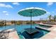 Inviting in-ground swimming pool with built-in table and umbrella for ultimate relaxation at 1950 Colvin Run Dr, Henderson, NV 89052
