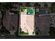 Detailed aerial view showing home layout with defined property lines including the pool and landscaping at 2113 Scarlet Rose Dr, Las Vegas, NV 89134