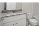 Elegant bathroom features granite countertop, a white vanity, and a modern toilet, offering style and comfort at 2618 Lily Point St, Las Vegas, NV 89156