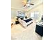 Comfortable bedroom with vaulted ceilings, ceiling fan, and large window at 3329 Hidden Ridge St, Las Vegas, NV 89129