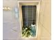 Close up of a modern shower niche decorated with plants and toiletries at 3329 Hidden Ridge St, Las Vegas, NV 89129