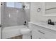 Clean, bright bathroom with tiled walk-in shower and white vanity offering a stylish and functional space at 6909 Fruit Flower Ave, Las Vegas, NV 89130
