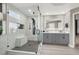 Spa-like bathroom with a glass-enclosed shower, rain shower head, and modern vanity at 8255 Las Vegas Blvd # 722, Las Vegas, NV 89123