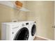 Well-equipped laundry room with modern appliances and storage space on a wire shelf at 9975 Peace Way # 2009, Las Vegas, NV 89147