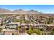 Aerial neighborhood view of rows of houses surrounded by lush landscaping and mountain views at 12269 Catanzaro Ave, Las Vegas, NV 89138